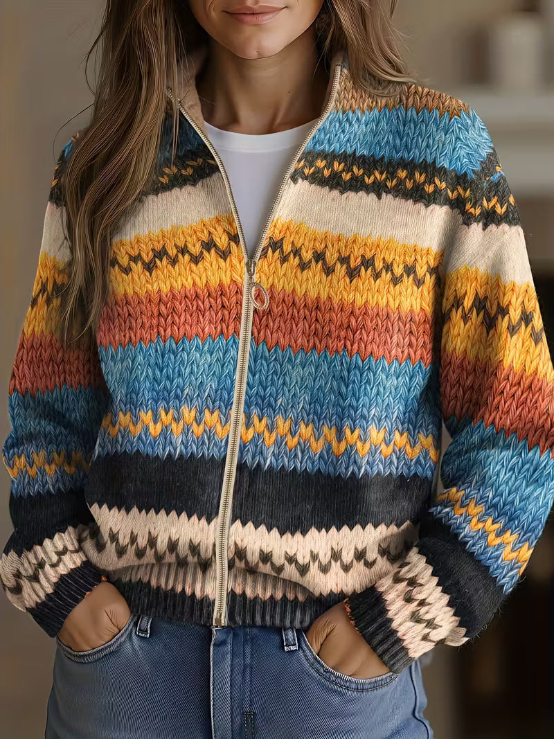 Yseult | Cárdigan de punto zigzag multicolor