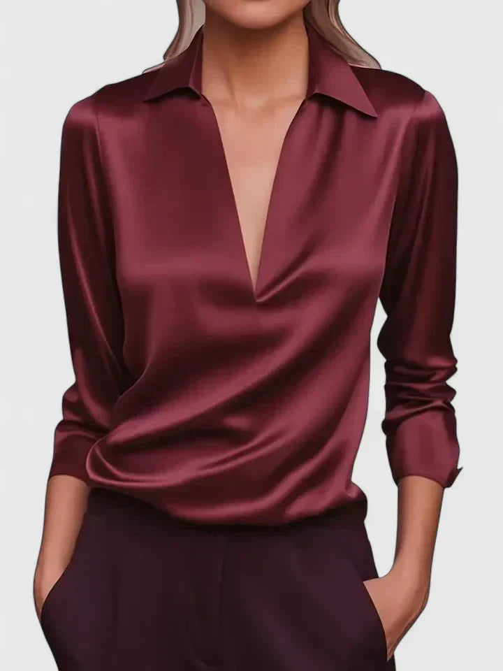 Calvina | Blusa sofisticada de cuello de pico