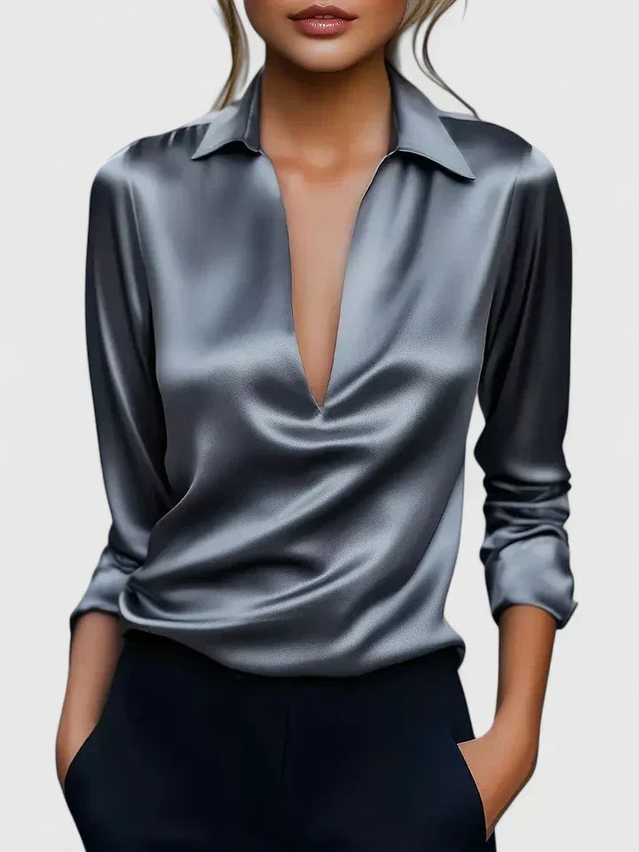 Calvina | Blusa sofisticada de cuello de pico