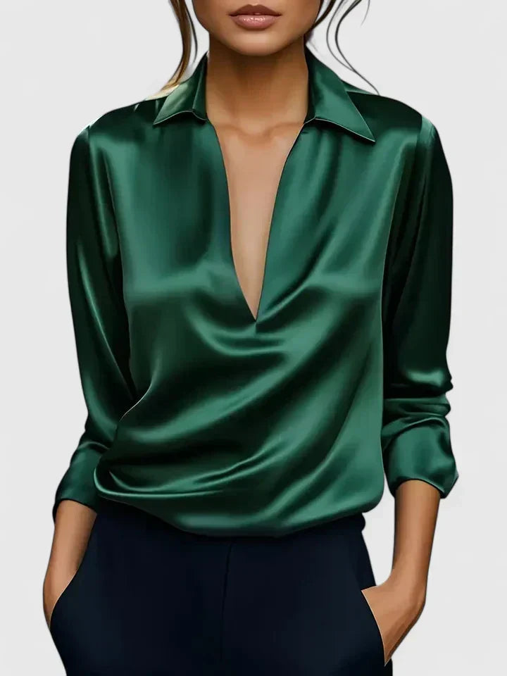 Calvina | Blusa sofisticada de cuello de pico