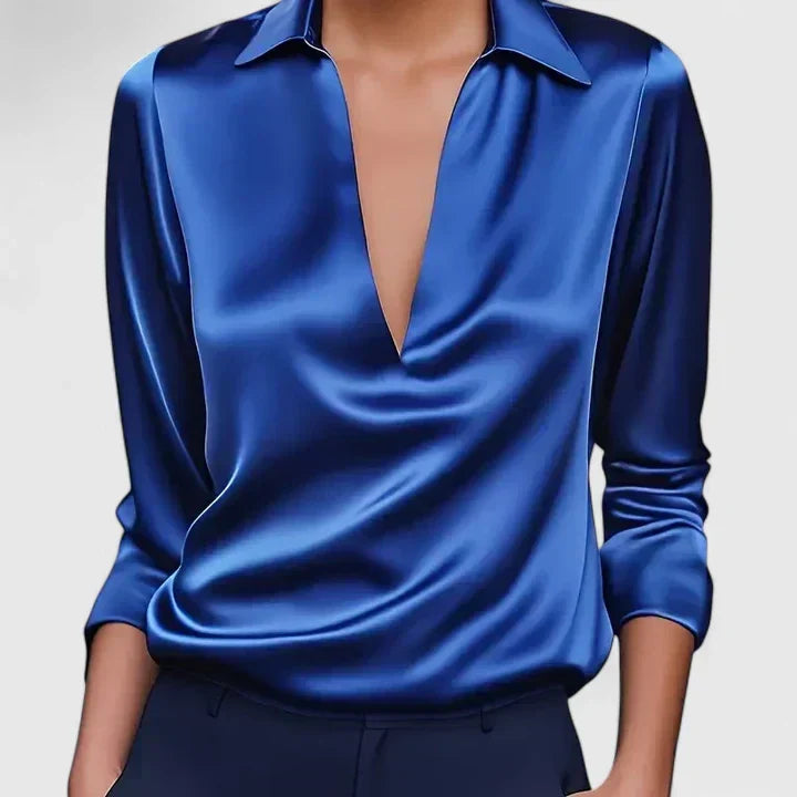 Calvina | Blusa sofisticada de cuello de pico