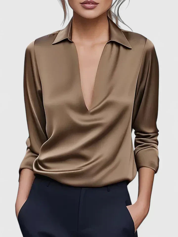 Calvina | Blusa sofisticada de cuello de pico