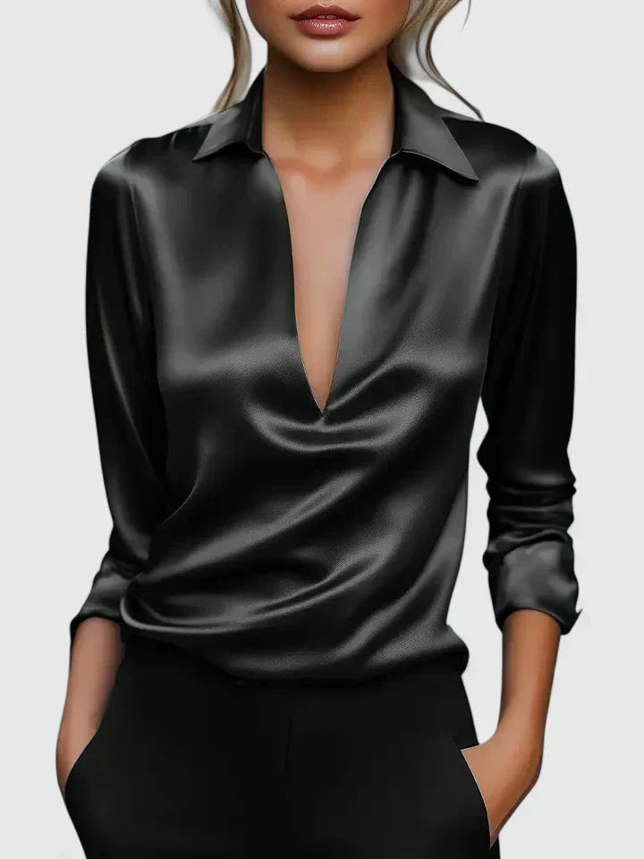 Calvina | Blusa sofisticada de cuello de pico