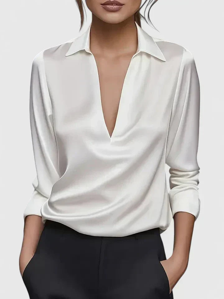 Calvina | Blusa sofisticada de cuello de pico
