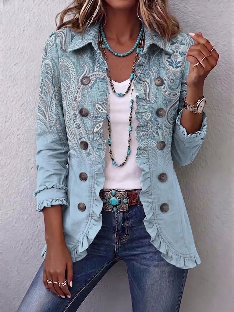 Estrella | Chaqueta con volantes estampado cachemir vintage